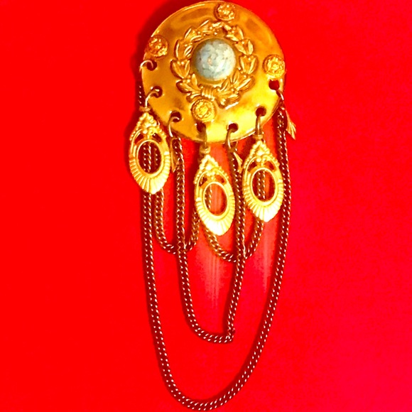 Designer Patti Horn Enameled Brooch - Picture 1 of 7